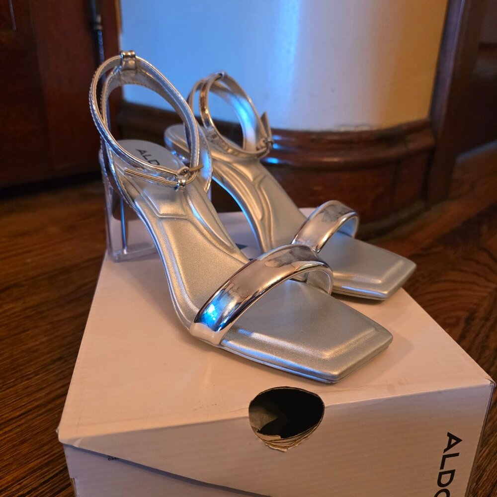 Aldo Silver Block Heels